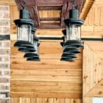 Sculptural wood pendant lights in a custom barn