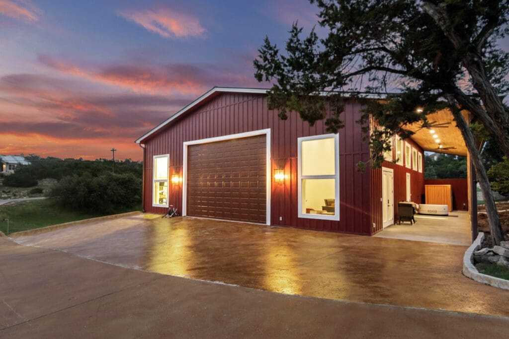 Custom barn building in Texas Hill Country by Ridge Rock Builders
